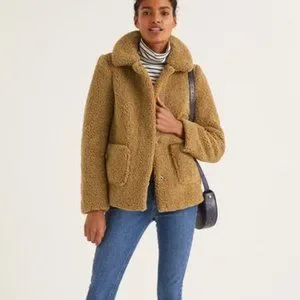 Boden Jackets Coats Boden Brown Cropped Teddy Sherpa Kemble